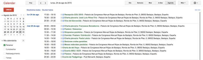 Calendario para el congreso